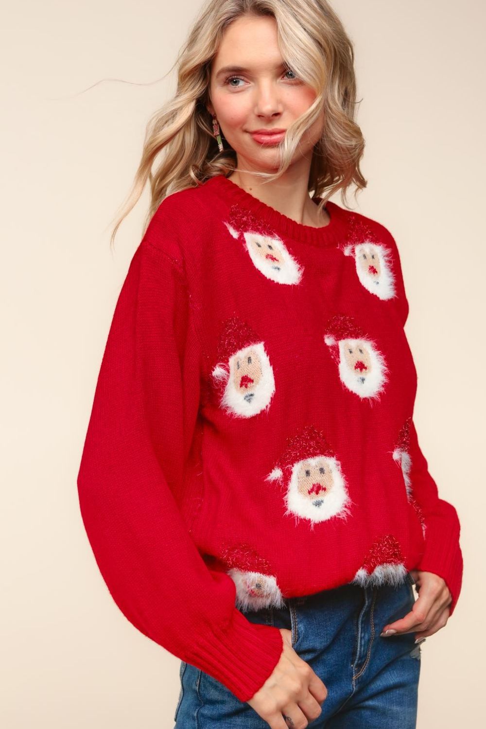 Haptics Santa Sparkle Brushed Sweater